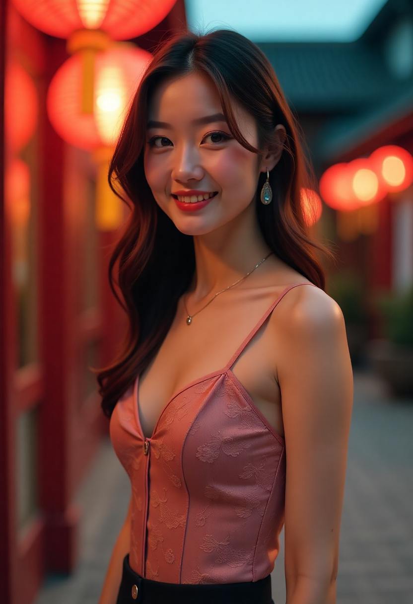 黛西在花园里挑选彩色装饰